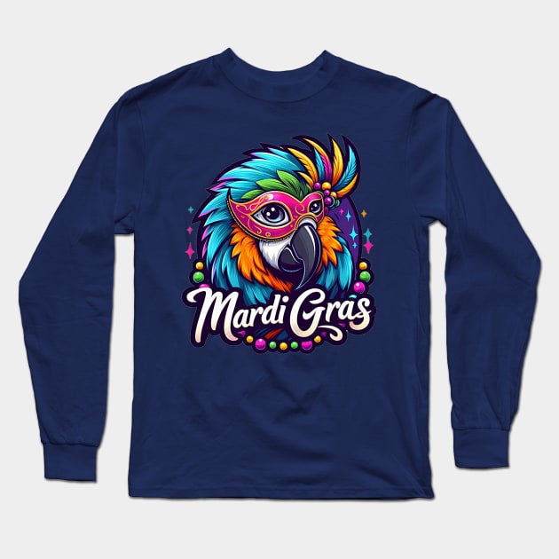 mardi gras parrot Long Sleeve T-Shirt by AOAOCreation